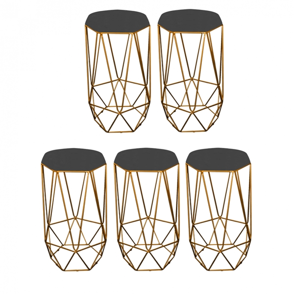 Kit 05 Banqueta Alta Aramado Liz Para Cozinha Bar Balcão Bist