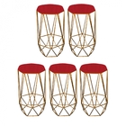 Kit 05 Banqueta Alta Aramado Liz Para Cozinha Bar Balcão Bist