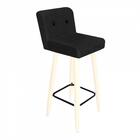 Kit 05 Banqueta Alta Branco Botão Preto Corino Preto