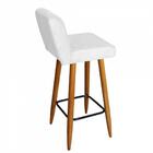 Kit 05 Banqueta Alta Castanho Botão Preto Corino Branco