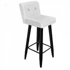 Kit 05 Banqueta Alta Com Encosto Botão Corino Branco