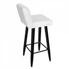 Kit 05 Banqueta Alta Com Encosto Botão Corino Branco