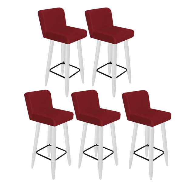 Kit 05 Banqueta Alta Com Encosto Lana Para Cozinha Bar Balcão