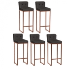 Kit 05 Banqueta Alta Com Encosto Lucca Industrial Cozinha Bal