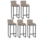 Kit 05 Banqueta Alta Com Encosto Lucca Industrial Cozinha Bal