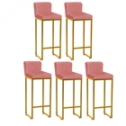 Kit 05 Banqueta Alta Com Encosto Lucca Industrial Cozinha Bal