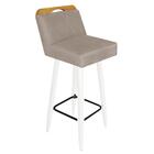 Kit 05 Banqueta Alta Encosto Lith Branco Corino Bege