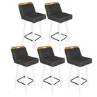 Kit 05 Banqueta Alta Encosto Lith Branco Corino Cinza