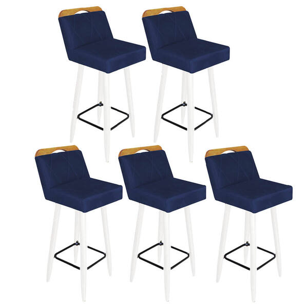 Kit 05 Banqueta Alta Encosto Lith Para Cozinha Bar Balcão Bis