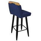 Kit 05 Banqueta Alta Encosto Lith Preto Suede Azul Marinho