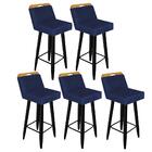 Kit 05 Banqueta Alta Encosto Lith Preto Suede Azul Marinho