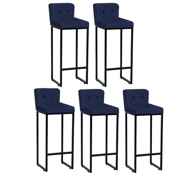 Kit 05 Banqueta Alta Encosto Lucca Industrial Cozinha Balcão