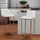 Kit 05 Banqueta Alta Encosto Preto Corino Branco