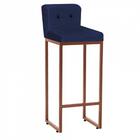 Kit 05 Banqueta Alta Encosto Preto Suede Azul Marinho