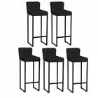 Kit 05 Banqueta Alta Encosto Preto Suede Preto