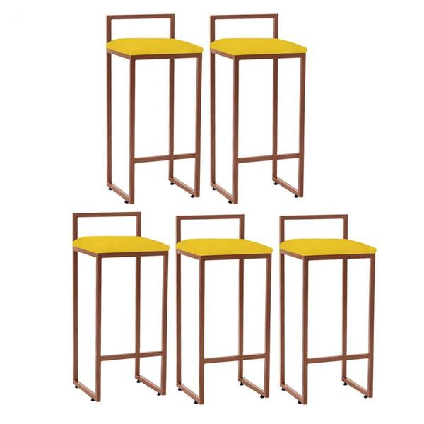 Kit 05 Banqueta Alta Industrial Balcão Bistrô Ferro Bronze