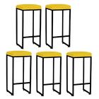 Kit 05 Banqueta Alta Lara Ferro Bronze Amarelo