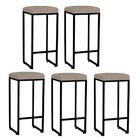 Kit 05 Banqueta Alta Lara Preto Corino Bege