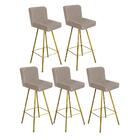 Kit 05 Banqueta Alta Lexi Encosto Dourado Bege