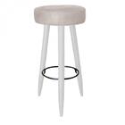 Kit 05 Banqueta Alta Lia Branco Corino Bege