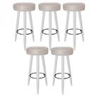 Kit 05 Banqueta Alta Lia Branco Corino Bege