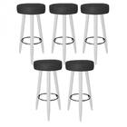 Kit 05 Banqueta Alta Lia Branco Suede Preto