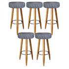 Kit 05 Banqueta Alta Lia Castanho Xadrez