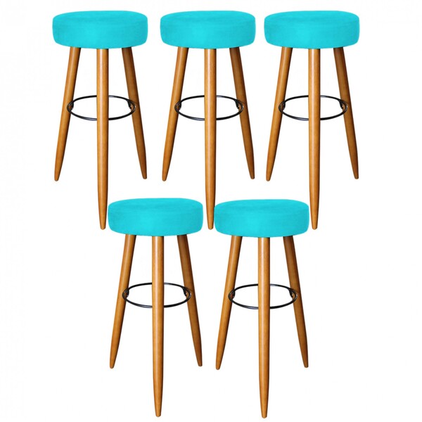 Kit 05 Banqueta Alta Lia Para Cozinha Bar Balcão Bistrô Pé Pa