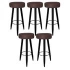 Kit 05 Banqueta Alta Lia Preto Corino Marrom