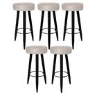 Kit 05 Banqueta Alta Lia Preto Suede Bege