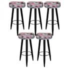 Kit 05 Banqueta Alta Lia Preto Triângulo Rose