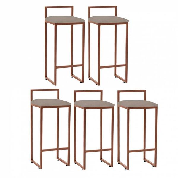 Kit 05 Banqueta Alta Lina Bronze Suede Bege