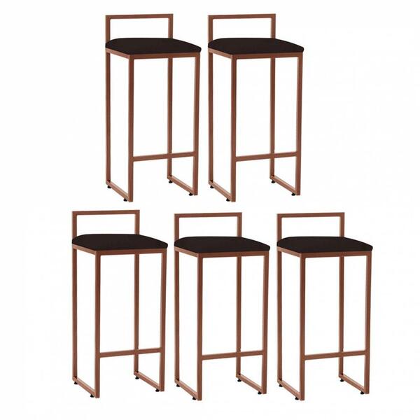 Kit 05 Banqueta Alta Lina Corino Marrom
