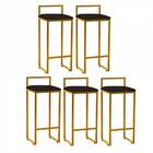 Kit 05 Banqueta Alta Lina Dourado Corino Marrom