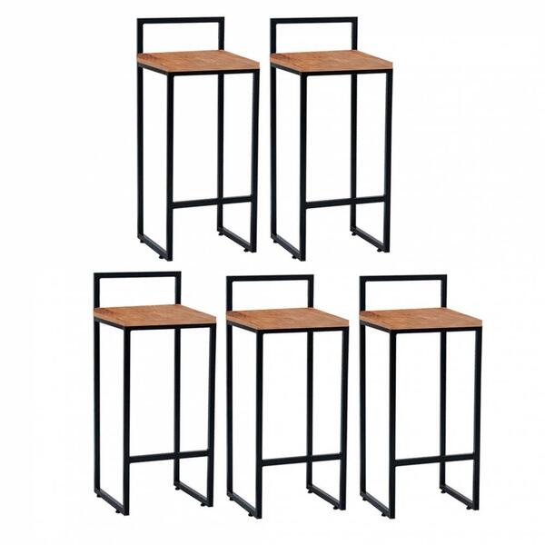 Kit 05 Banqueta Alta Lina Preto Rosa