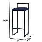 Kit 05 Banqueta Alta Lina Preto Suede Azul Marinho