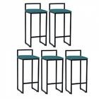 Kit 05 Banqueta Alta Lina Preto Suede Azul Turquesa