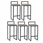 Kit 05 Banqueta Alta Lina Preto Suede Bege