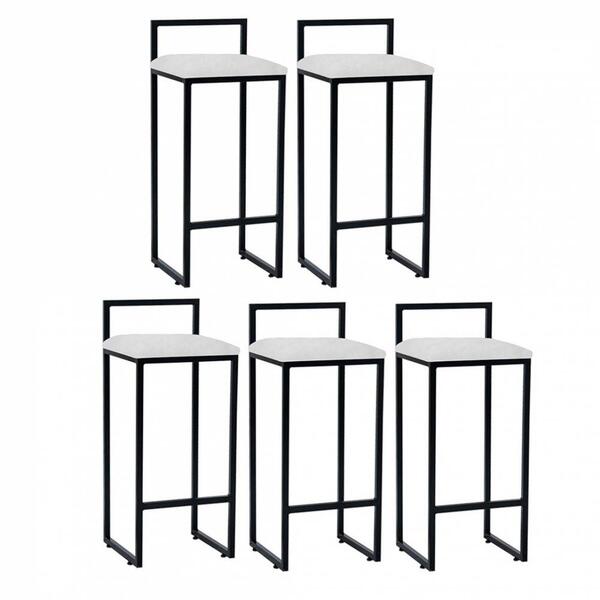 Kit 05 Banqueta Alta Lina Preto Suede Branco