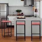 Kit 05 Banqueta Alta Lina Preto Suede Rose Gold