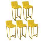 Kit 05 Banqueta Alta Linne Encosto Dourado Amarelo