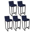 Kit 05 Banqueta Alta Linne Encosto Preto Azul Marinho