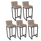 Kit 05 Banqueta Alta Linne Encosto Preto Bege