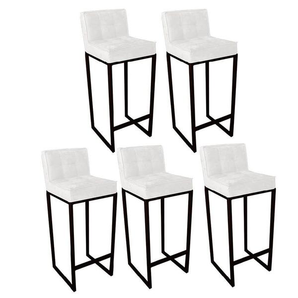 Kit 05 Banqueta Alta Linne Encosto Preto Branco
