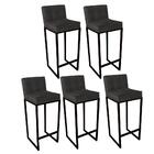 Kit 05 Banqueta Alta Linne Encosto Preto Cinza
