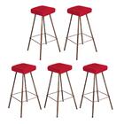 Kit 05 Banqueta Alta Lira Eiffel Corino Vermelho