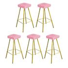 Kit 05 Banqueta Alta Lira Eiffel Dourado Suede Rose Gold