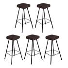 Kit 05 Banqueta Alta Lira Eiffel Preto Corino Marrom