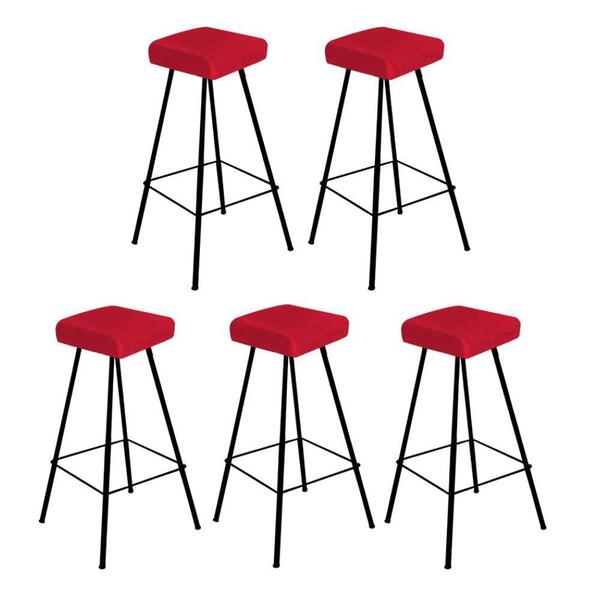 Kit 05 Banqueta Alta Lira Eiffel Preto Corino Vermelho