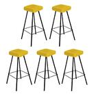 Kit 05 Banqueta Alta Lira Eiffel Preto Suede Amarelo